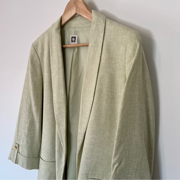 Anne Klein Light Green Linen Blend Blazer - Picture 3 of 10